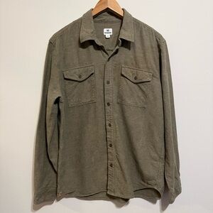 TenTree Men’s Green Button Down Collar Pockets Long Sleeve Cotton Top Large